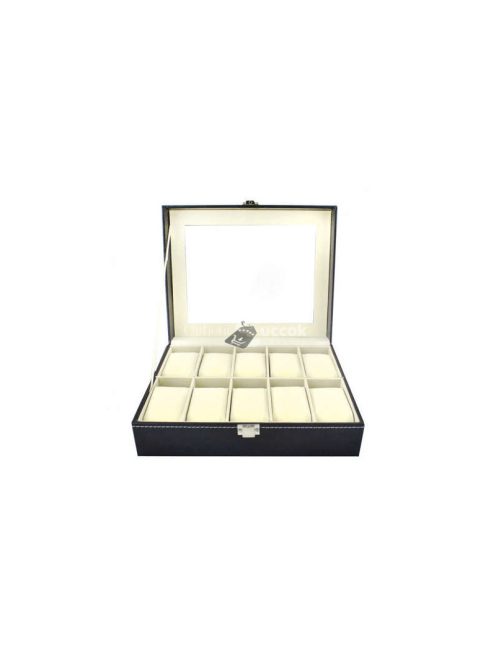 Óra tároló 10 rekeszes - óratartó doboz - karóra tároló - óra szekrény - óra doboz - óratartó rekeszekkel