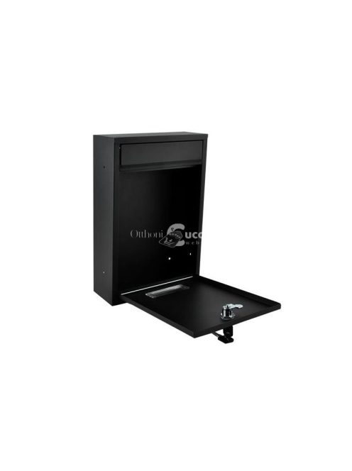 Fekete levélláda - modern design, falra szerelhető, postafiók, levelezőláda, kültéri, beltéri, alumínium, csomagküldés