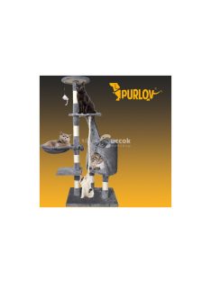   Macska kaparófa 118 cm, szürke, alvófülkével, játékokkal, karomélezővel, plüssel