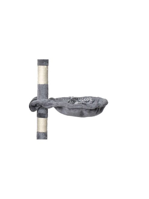 Macska kaparófa 118 cm, szürke, alvófülkével, játékokkal, karomélezővel, plüssel