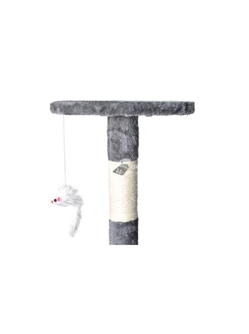 Macska kaparófa 118 cm, szürke, alvófülkével, játékokkal, karomélezővel, plüssel