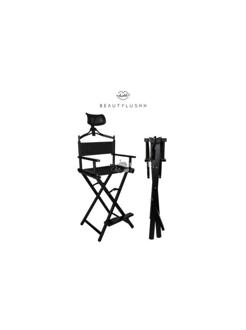 Alumínium sminkszék fejtámasszal - profi sminkeléshez, kényelmes ülés, könnyű hordozhatóság
