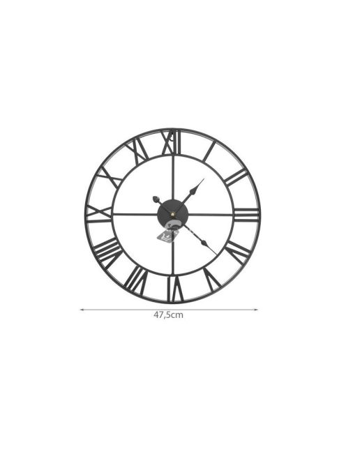 Retro fali óra - fekete, vintage design, falikaróra, modern időmérő, retró stílusú óra, dekorációs óra, falóra