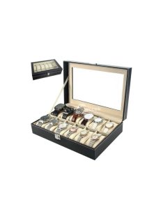   Karóra tároló 12 rekeszzel - óratartó készlet, karóratartó doboz, karóra szervíz eszközök, óra tároló doboz