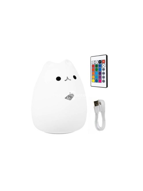 LED éjszakai lámpa - cica, gyerek lámpa, éjszakai fény, gyerekszoba dekoráció, alvás segítő, gyermek lámpa