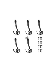   Fekete falakasztó - 5 darab készlet - modern design - praktikus tárolás - könnyű felszerelés - otthoni dekoráció