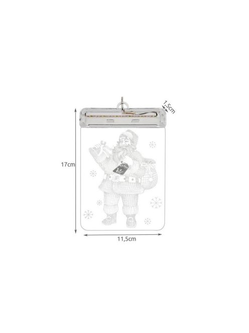 Üvegfestéses LED 3D Mikulás - Karácsonyi dekoráció - Üvegablak dísz - Fényjáték