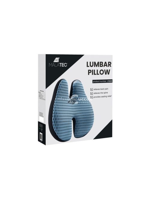 Derék párnázó 21949 - hát- és derékfájásra, alvásra, irodába, autóba, utazáshoz, memóriahab, ergonomikus, fekete