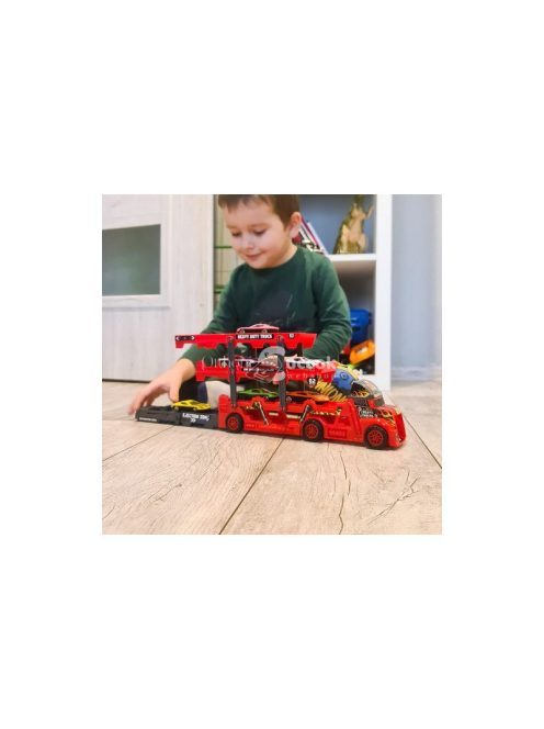 TIR kamion szett 6 autóval 22515 - játékautó, gyerekjáték, autós játék, kamionos játék, autópálya játék