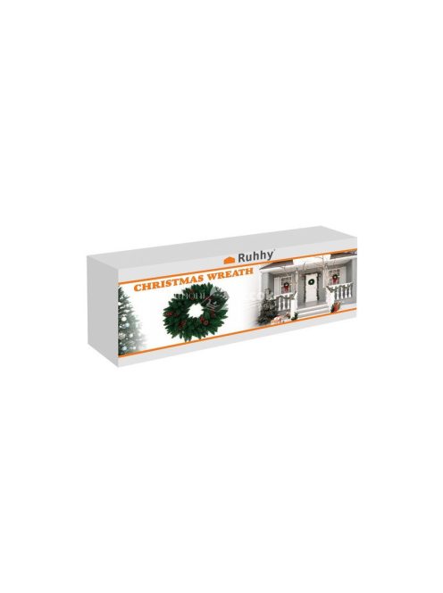 Karácsonyi díszajtókoszorú díszítő ornamentális 60cm vastag XXL