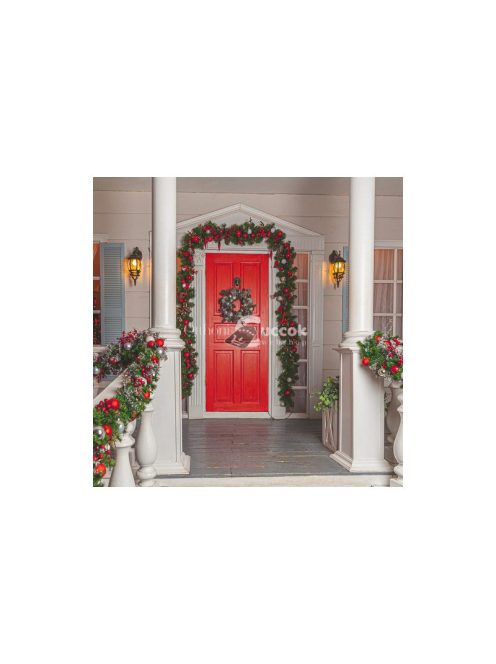 Karácsonyi díszajtókoszorú díszítő ornamentális 60cm vastag XXL