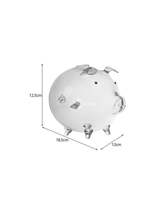 Üveg malacpersely 22588 - ajándék gyerekeknek, pénzgyűjtő, dekoráció, piggy bank, üveg persely, malac alakú persely