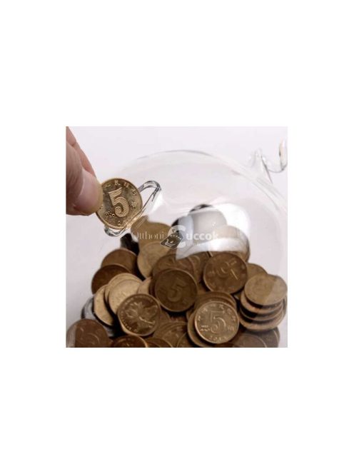 Üveg malacpersely 22588 - ajándék gyerekeknek, pénzgyűjtő, dekoráció, piggy bank, üveg persely, malac alakú persely
