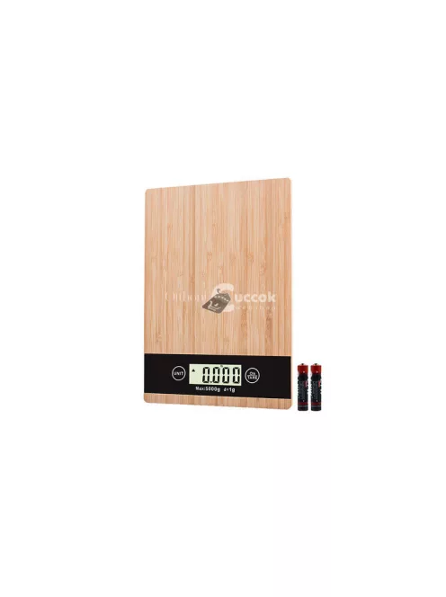 bambusz konyhai mérleg LCD kijelzővel
