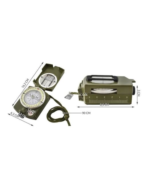 Katonai iránytű, tokkal és akasztóval