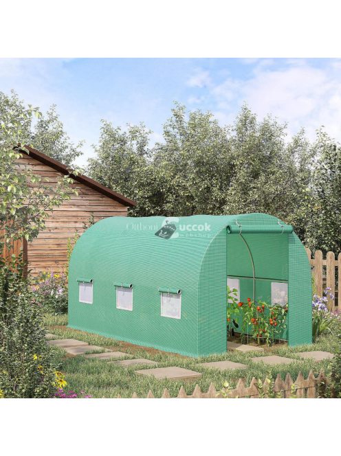 Üvegház ponyvafólia zöld szúnyoghálós ablakkal, 2x3x2m