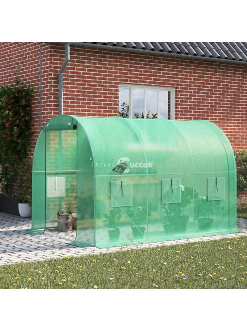 Üvegház ponyvafólia zöld szúnyoghálós ablakkal, 2x3x2m