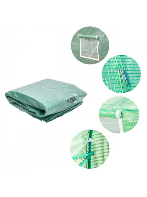 Üvegház ponyvafólia zöld szúnyoghálós ablakkal, 2x3x2m