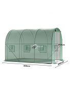 Üvegház ponyvafólia zöld szúnyoghálós ablakkal, 2x3x2m