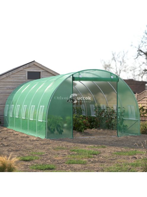 Üvegház fólia zöld szúnyoghálós ablakkal, 2x6x3m