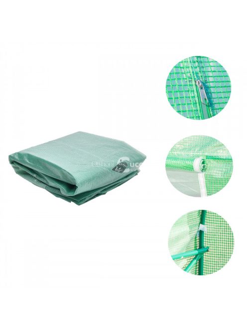 Üvegház fólia zöld szúnyoghálós ablakkal, 2x6x3m