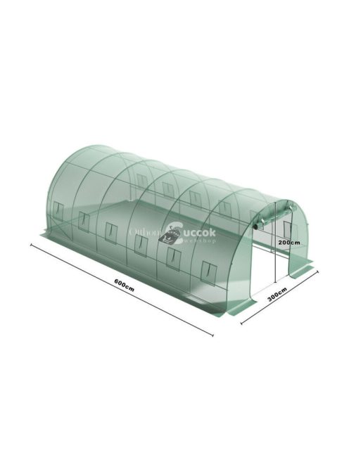 Üvegház fólia zöld szúnyoghálós ablakkal, 2x6x3m