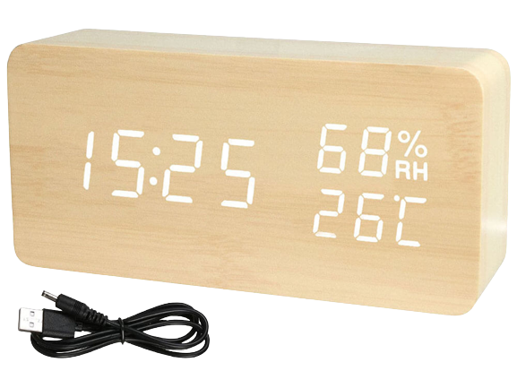 Digitális ébresztőóra hőmérséklet és pára jelzővel