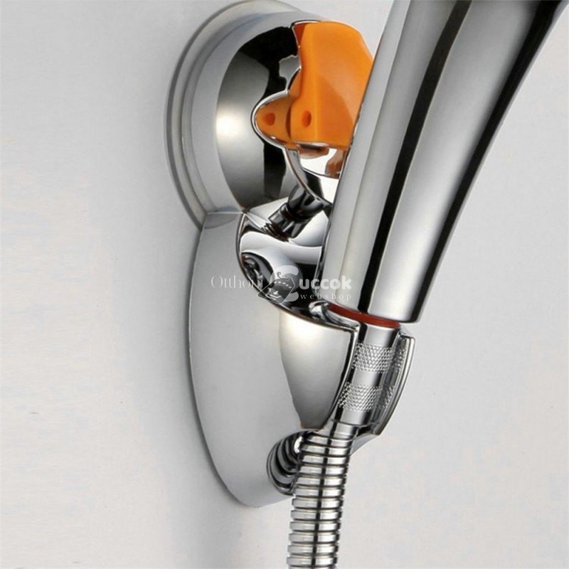 Image of Krómozott zuhanyfej tartó tapadókorongos rögzítéssel fürdőszobai használatra