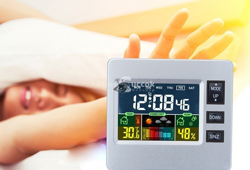 Image of Multifunkciós LCD kijelzős időjárás állomás és digitális asztali óra pontos idő- és hőmérséklet kijelzéssel