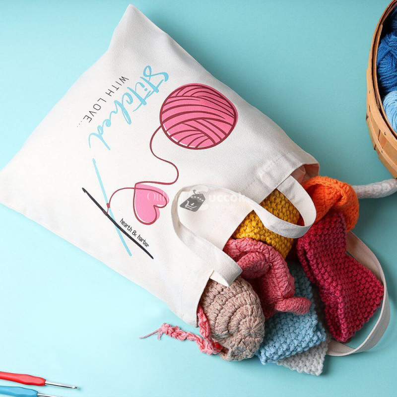 Image of Horgoló készlet színes fonalakkal és kiegészítőkkel, ajándék válltáskával kreatív horgoláshoz