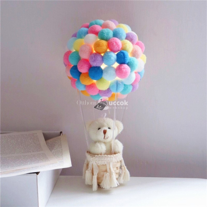 Image of Hőlégballonos éjjeli fény készítő szett színes macis - Kreatív DIY dekoráció gyerekszobába