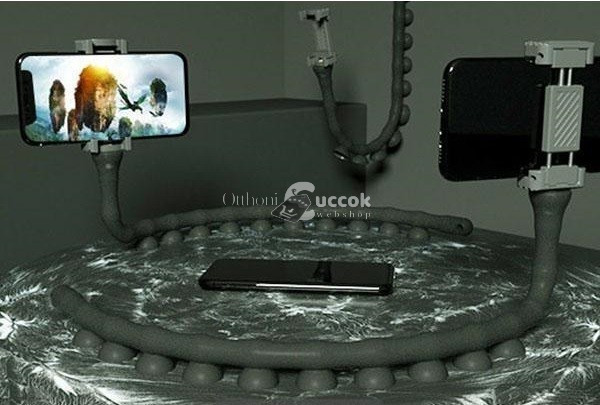 Image of Tapadókorongos, flexibilis kukac telefontartó autóba és otthonra - Fekete