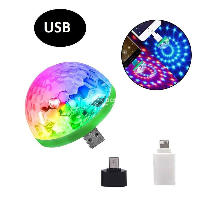 Image of Mini RGB Disco Gömb USB Csatlakozással - Hordozható Fényhatások Partyhoz és Rendezvényekhez