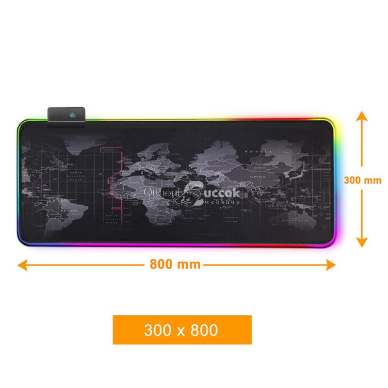 Image of Világító RGB egérpad térkép mintával - Gamer kiegészítő