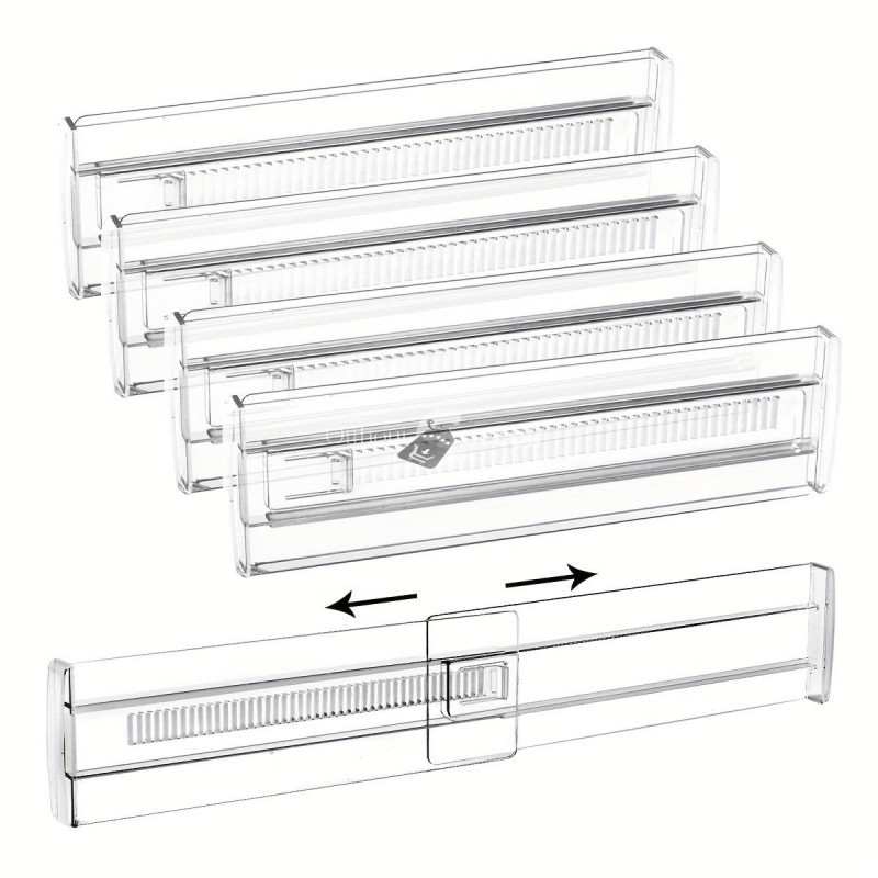 Image of 4 darab Állítható Fiókrendező Elválasztó - Praktikus Tárolómegoldás Fiókokhoz és Szekrényekhez