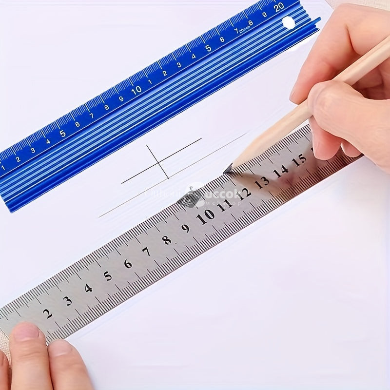 Image of 2 db-os Mérővonalzó szett csúszásgátló talppal precíziós méréshez