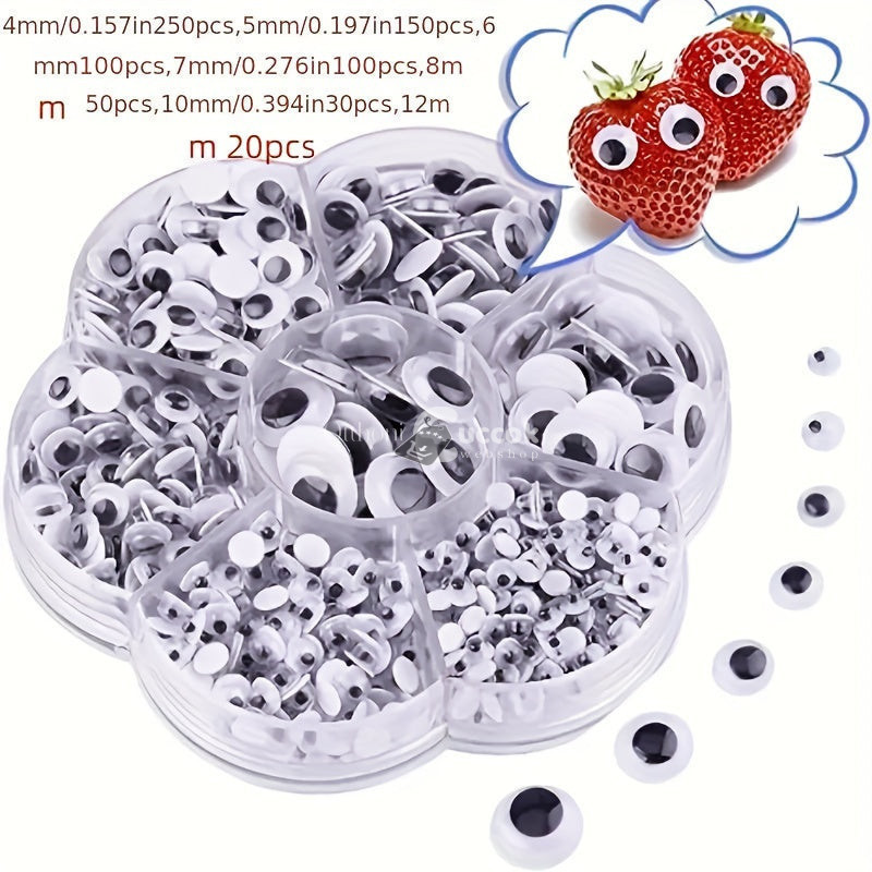 Image of 700 db-os kreatív kézműves ragasztható mozgó szem készlet