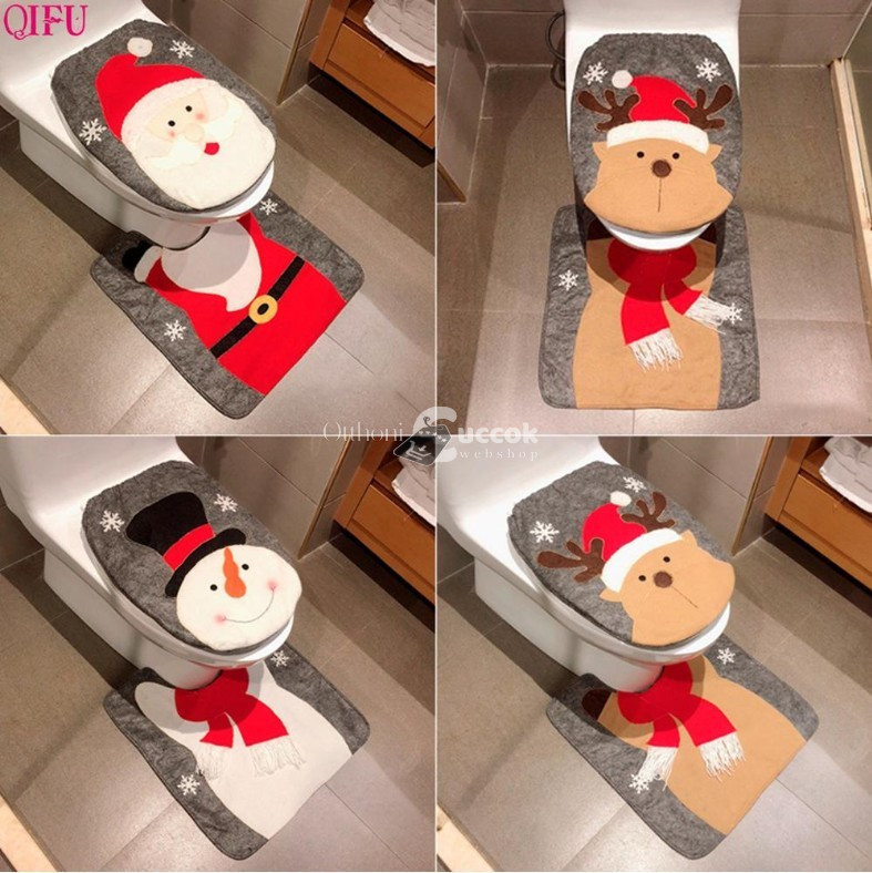 Image of Karácsonyi WC üléshuzat Mikulásos dekorációval ünnepi hangulathoz