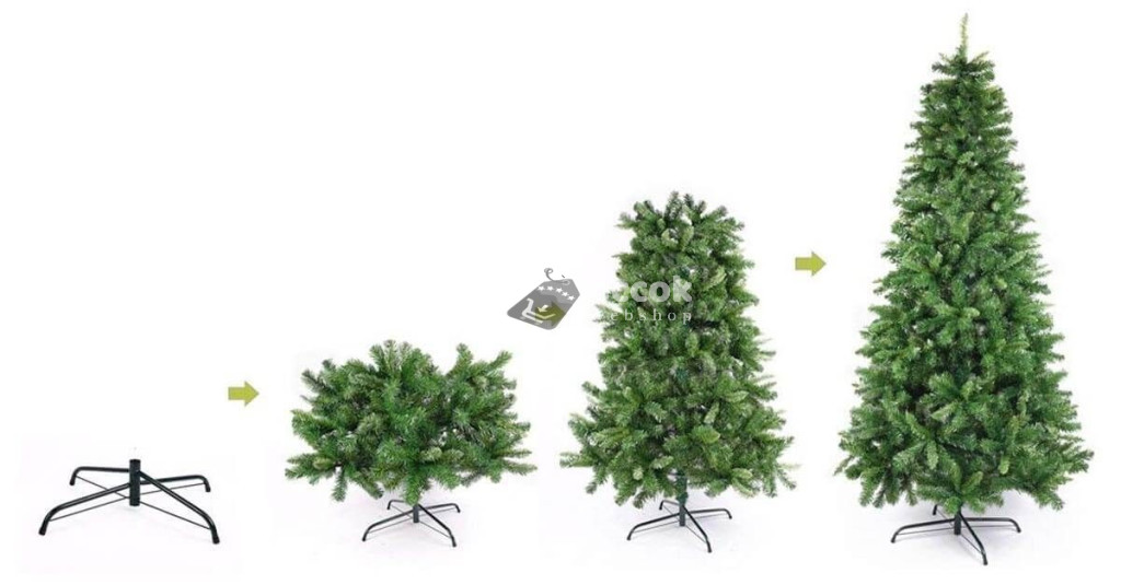 Image of 3D élethű műfenyő, stabil fém talppal, 180 cm magas