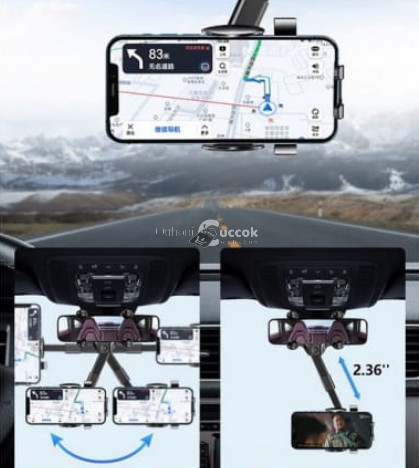 Image of Állítható autós telefontartó visszapillantó tükörhöz, univerzális kompatibilitással