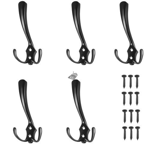 Image of Fekete fali fogas akasztó szett, 5 darabos praktikus tárolómegoldás
