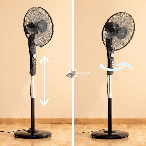 Image of InnovaGoods - Nagy teljesítményű fekete álló ventilátor, 45 W otthoni és irodai használatra