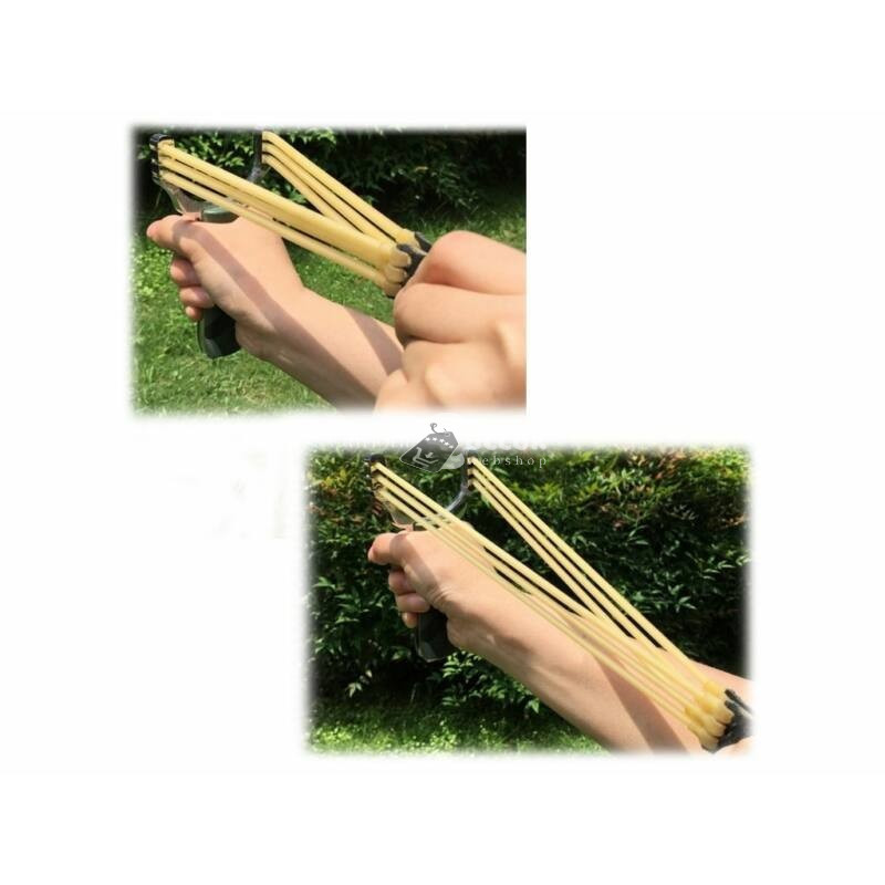 Image of Tripla csőgumis, extra erős csúzli fa hatású markolattal, precíz célzáshoz és szabadidős lövészethez
