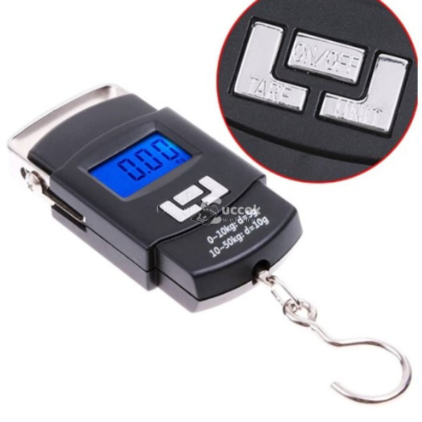 Image of Hordozható akasztós digitális mérleg, maximum 50 kg teherbírással, utazáshoz és háztartási használatra