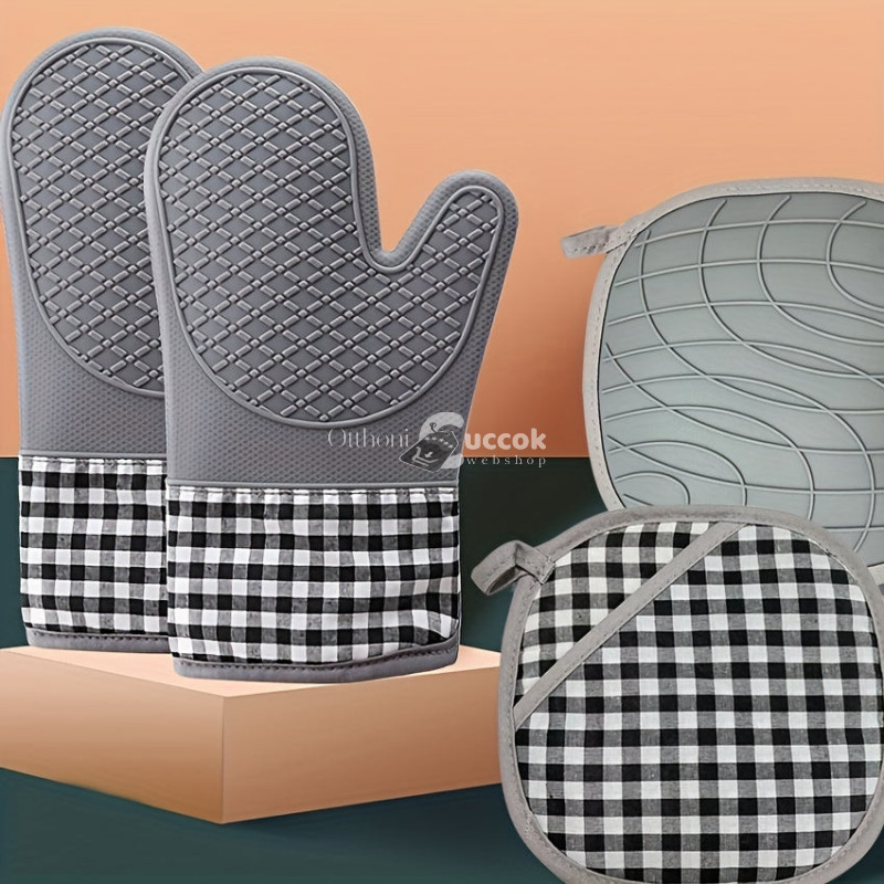 Image of 1db Kétkezes Szilikon, Hőálló Sütőkesztyű - Konyhai Védelem Magas Hőmérséklet Ellen