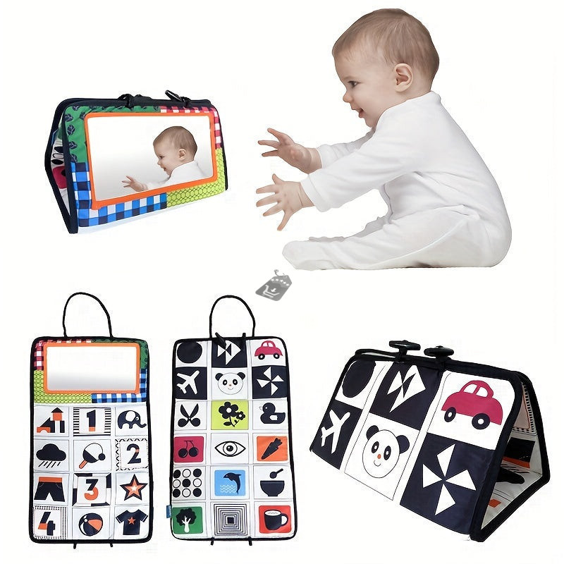 Image of Fekete-Fehér Oktatószőnyeg Babáknak Piros - Kontrasztos Fejlesztő Játszószőnyeg Csecsemőknek