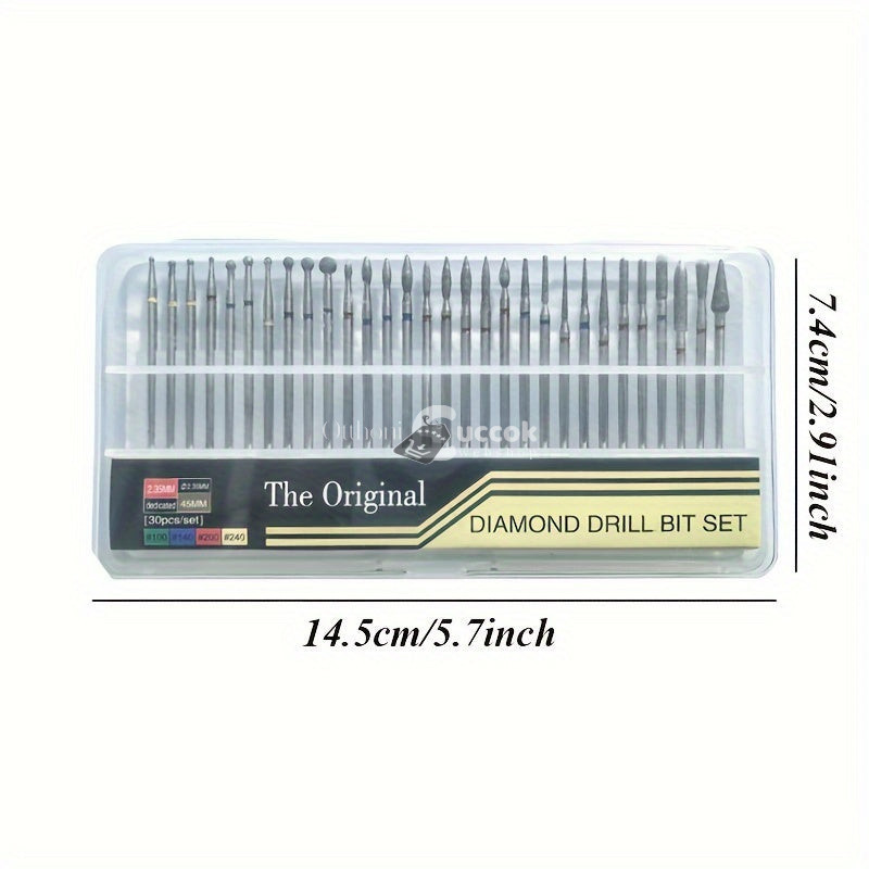 Image of 30db/készlet Körömpolírozó Bitek és Tisztítókefe, Pedikűr és Manikűr Eltávolító Akril Zseléhez, Nail Art Körömfúró Eszközök