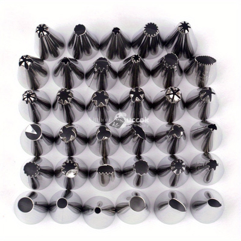 Image of 10 darabos Rozsdamentes Acél Tortadíszítő Készlet - DIY Cukormáz Fúvókák Süteményekhez és Péksüteményekhez, Konyhai Sütőeszközök Sütéshez és Dekoráláshoz