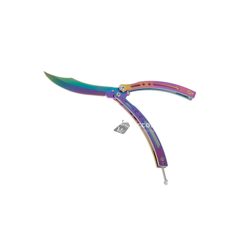 Image of Szivárvány színű éles összecsukható pillangókés szabadtéri használatra