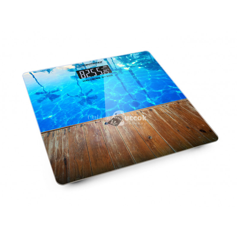 Image of Esperanza digitális fürdőszobai mérleg - Waikiki design, üveg felülettel, 150 kg-ig mérés, LCD kijelzővel - EBS011